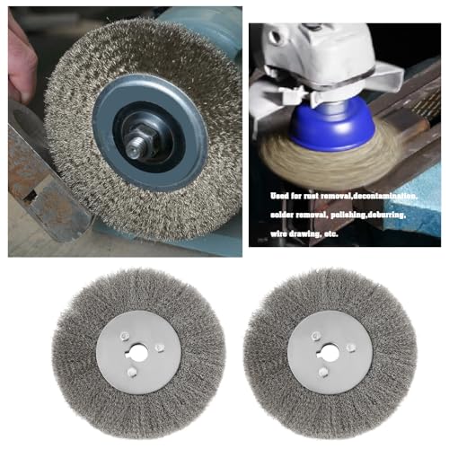 Image of ECSiNG 2Pcs Stainless Steel Wire Brush Wheels 150mm Hole 16mm Wire Wheel Wire Crimped Wheel Brush for Deburring, Rust Removal, and Surface Finishing