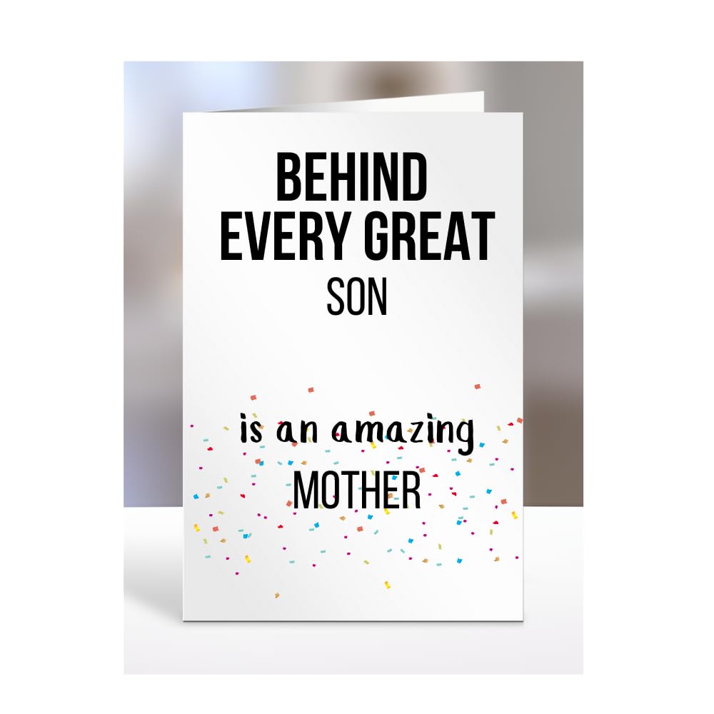 Birthday cards for Son from Mother, Gifts for Him, Her, Men, Women, Presents for Christmas, Behind Every Great An Amazing, Cute, A5-255b_287