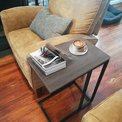 C Shaped End Table, Snack Side Table, Couch Side Table With 4 Wheels, Modern C Shaped Sofa Side Table For Laptop, Simple C Table Fit For Living Room Bedroom, Sofa Side Table Slide Under #TOP3