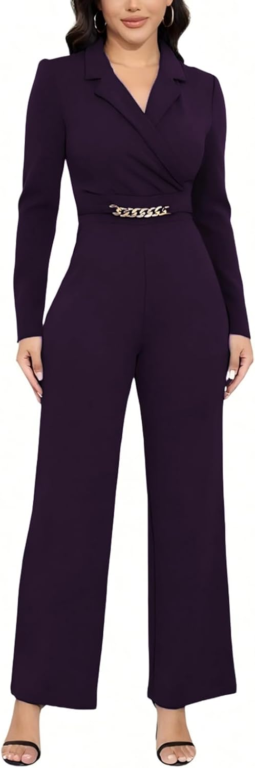 DeftSharp Women's Sexy Cocktail Party Clubwear Casual Working Rompers Long Dressy Jumpsuit