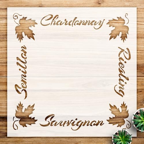 European Wine Frame Stencil Pattern for Walls and Crafts, Reusable Mylar Template, Ideal for Home Decor and Artistic Projects - Size A1 (23.4