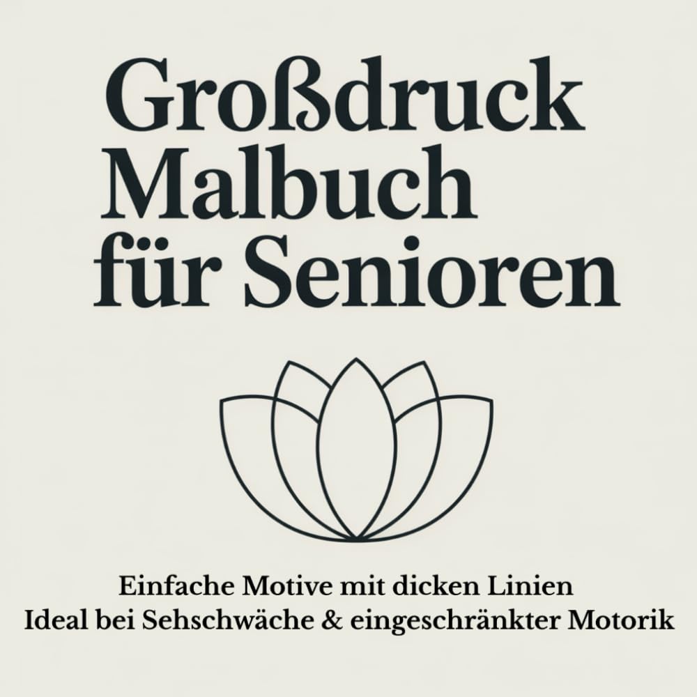Großdruck Malbuch für Senioren: Einfache Motive mit dicken Linien - ideal bei Sehschwäche & eingeschränkter Motorik