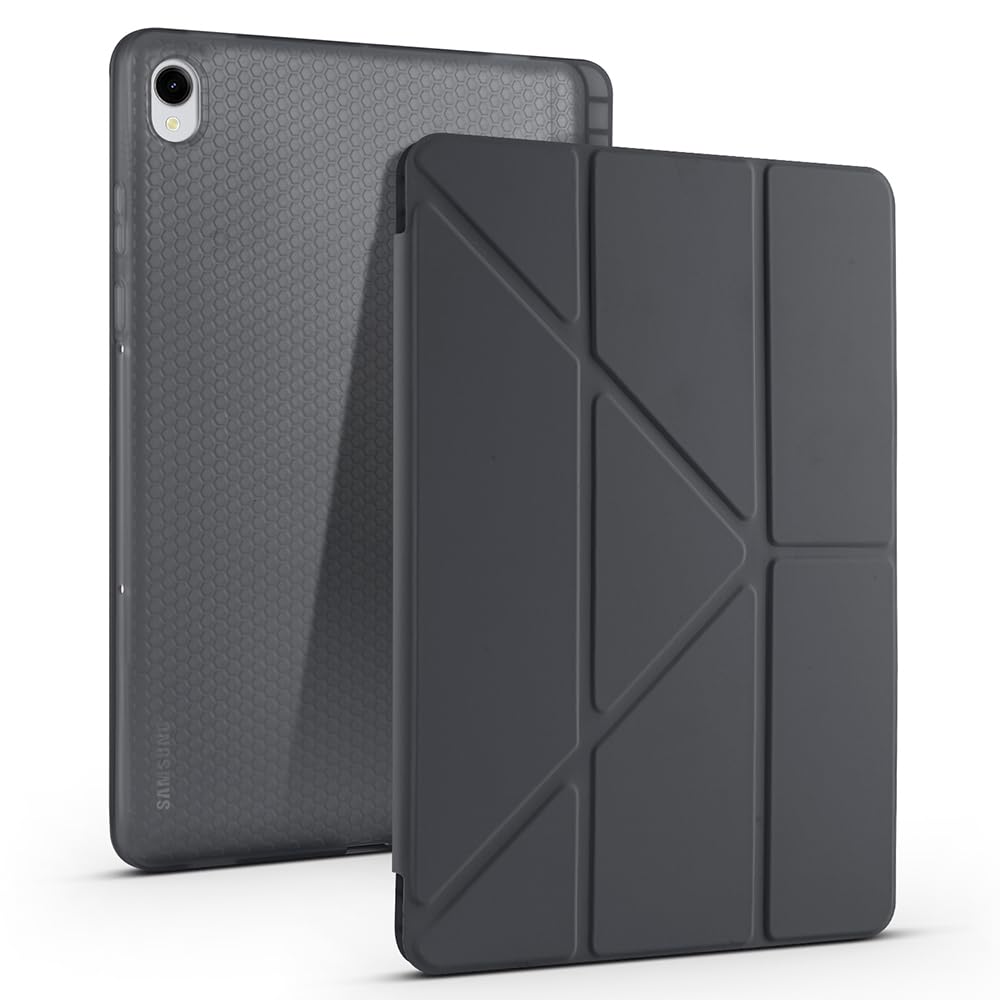 Zore Galaxy ile uyumlu Tab S11 Kılıf Zore Tri Folding Kalem Bölmeli Standlı Kılıf Siyah
