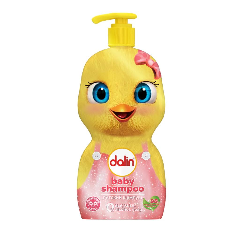 Dalin Baby Hair & Body Wash 500ml – Tear-Free, Hypoallergenic, pH Balanced, No SLS/Parabens/Soap – Gentle Newborn Shampoo & Body Cleanser in Fun Chick Bottle