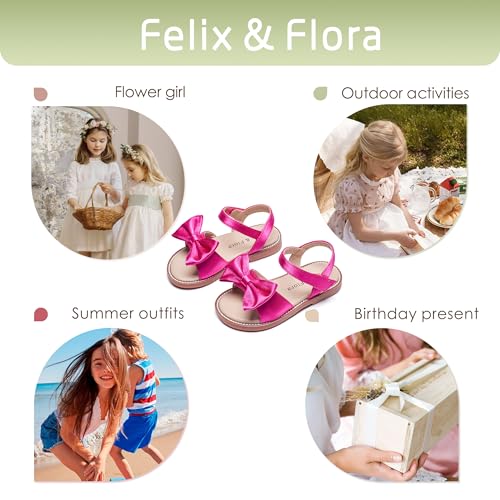 Image of Felix & Flora Toddler Girl Sandals - Little Girl Easter Dress Shoes Lightweight Open Toe Beach Holiday Flats