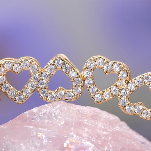 Heart Symbol Charm Link Bracelet for Women Cubic Zirconia Bangle Crystal Love Bracelet Jewelry Anniversary Jewelry Christmas Birthday Gifts for Women Wife Girlfriend Her3