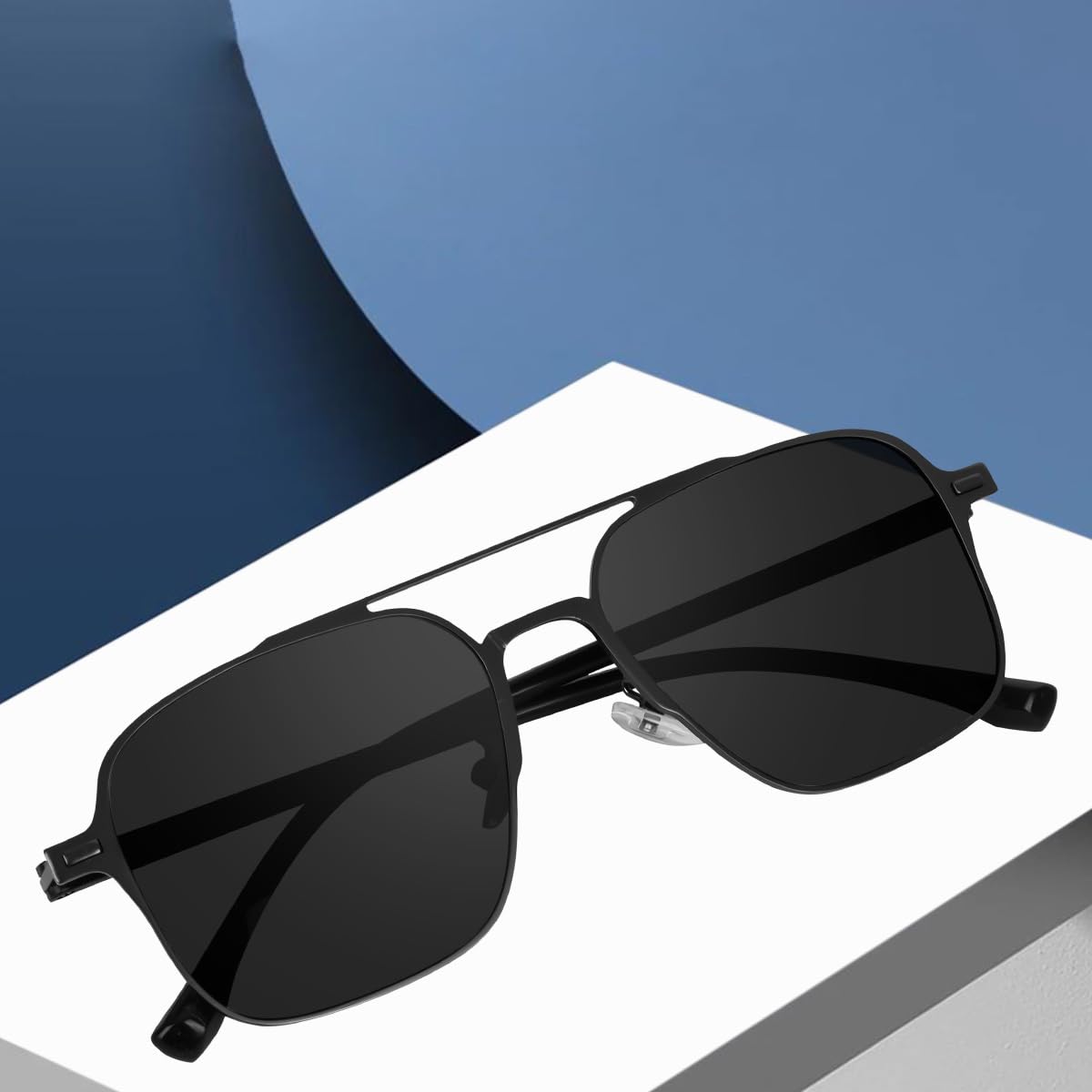 Poshh Eyewear Double Bridge Square UV Protection Polarised Sunglass For Men Women 1