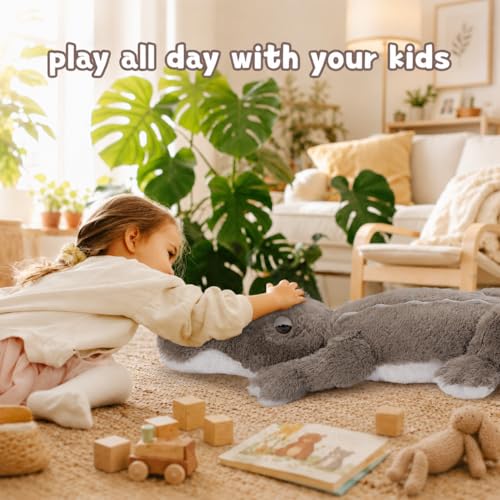 Image of MorisMos Giant Alligator Stuffed Animal, 46 inch Large Alligator Plush, Jumbo Soft Crocodile Plush Toy Pillow, Big Stuffed Crocodile Wild Animal Stuffed Toy Gift for Kids Boys Girls