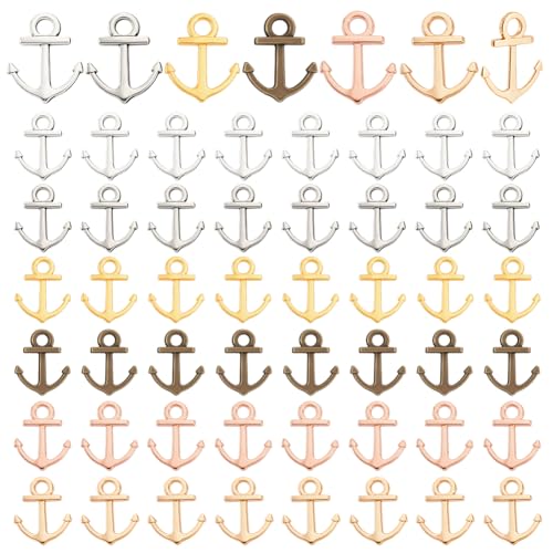 PH PandaHall 90Pcs 3 Farben Anker Charm Anhänger Antike Vintage Anhänger Nautische Anker Zeichen Metall Charms Schmuck Herstellung Zubehör Bronze Antike Charme gemischte Farbe, 19x15x2mm