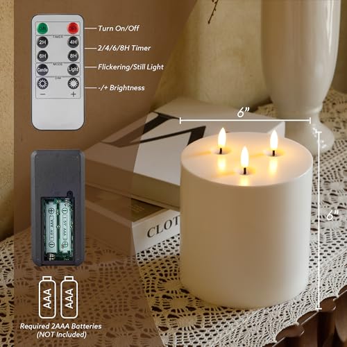 Bougies sans flamme extra larges SHENSY à 3 mèches avec télécommande - 4