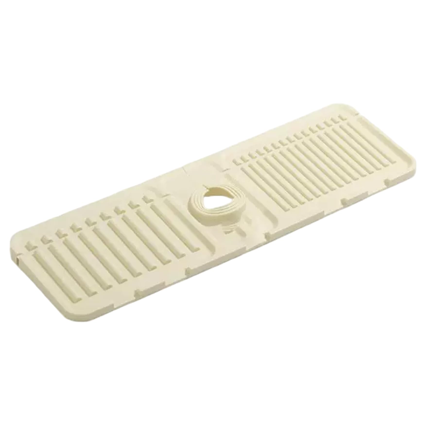 Licsaliwe Faucet Mat - Silicone Sink Splash Guard & Drying Tray with Drainage, Customizable Countertop Protector for Backsplash, Dish Soap and Sponge Holder, Beige