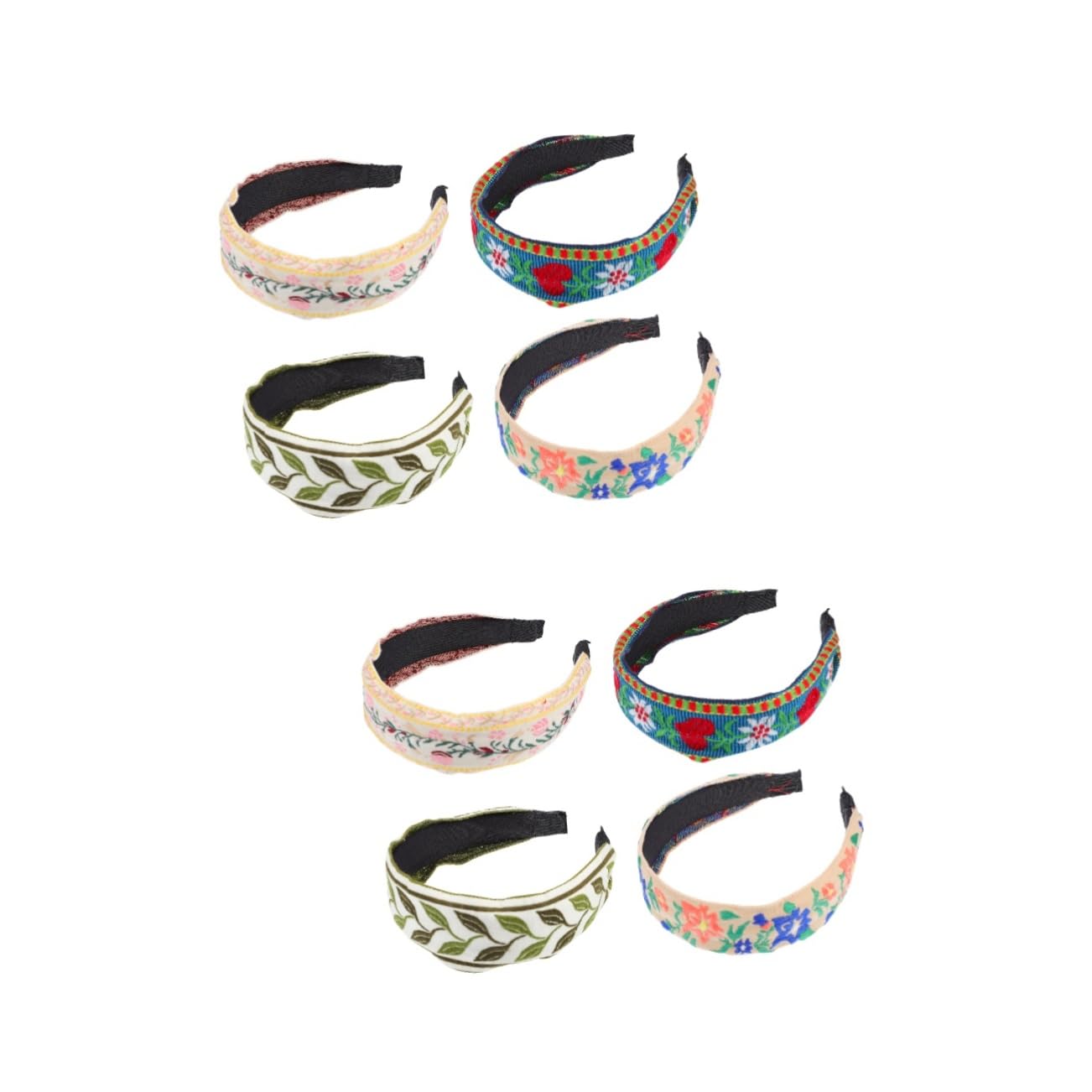 8 Piezas Diadema Bordada Con Diadema Bohemia De Flores Boho Con Turbante De Flores Bordadas Turbante De Pelo Antiguo Chica Tela Perder
