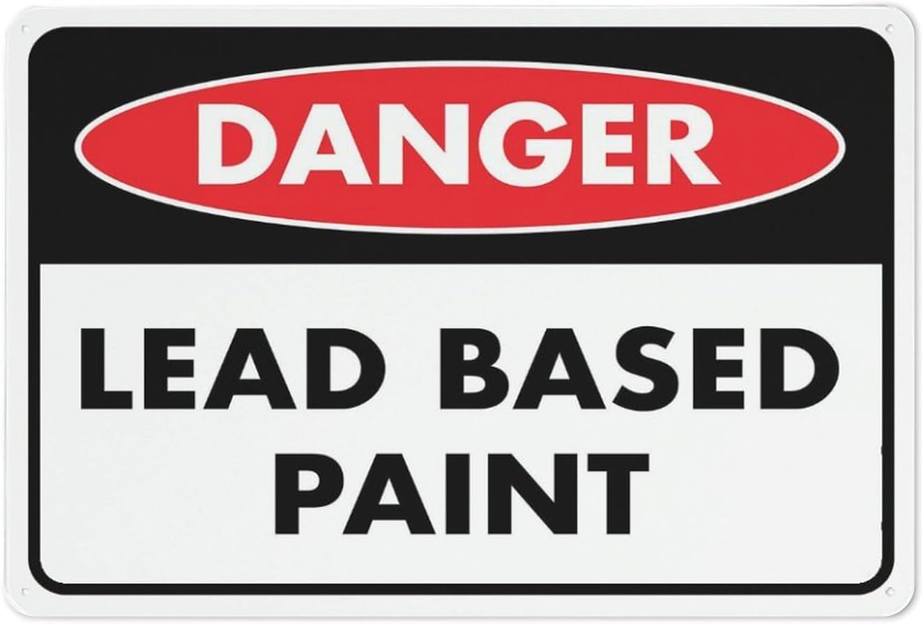 Danger Lead Based Paint Rust Free Aluminum Sign - Outdoor Decor with Pre-Drilled Holes for Home Renovation, Factory Remodel - 16x12 Inch​