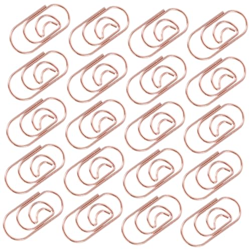 HOMOBABE 100個 かわいいミニ月形メタルクリップ 金属製頑丈で実用的 オフィス用品 書類整理やメモに