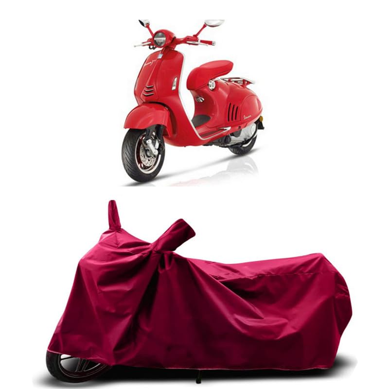 Image of DUFFEL-Two Wheeler Bike Body Cover Compatible for Vespa Red 125 Heat Protectio /UV-Rays /Birds Dropping /DustProof /Waterproof Indoor Outdoor and Parking Full Body Protection All Variants [MAHROON]