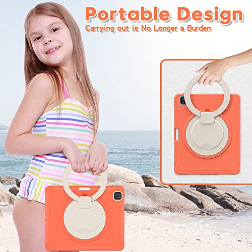 iPad Air 5 Gen/4 Gen 10.9 Inch Case with Handle, Ultra Light and Rugged Case for Kids with Rotating Stand and Pen Holder Orange - Image 2