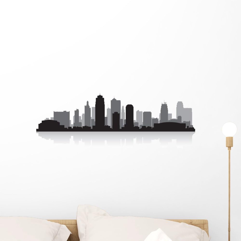 Wallmonkeys WM294151 Kansas City Skyline Silhouette Peel and Stick Wall Decals (24 in W x 12 in H), Medium