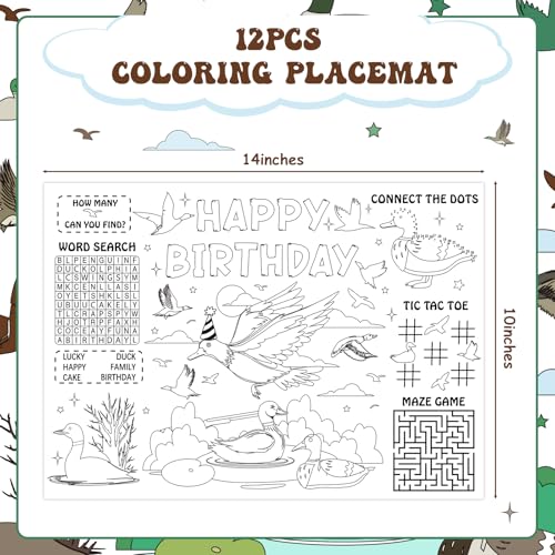 Set de table à colorier motif canard colvert en papier résistant pour fêtes - 6