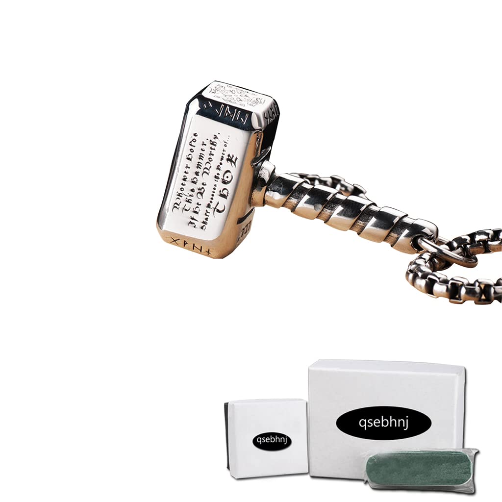 Nordische Wikinger-Halskette Odin Thors Hammer Talisman-Anhänger-Halskette Wikinger-Amulett-Anhänger-Halskette Nordischer Wikinger-Schmuck für Männer mit Geschenkbox,Interlocking Chain