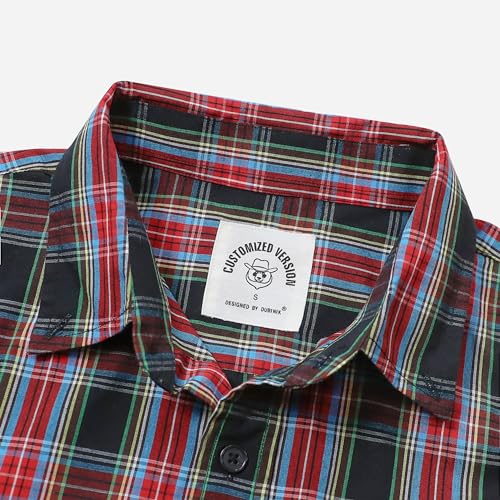 Image of Dubinik Mens Short Sleeve Button Down Shirts Soft Breathable Summer Vintage Regular Fit Lightweight Men's Casual Shirt