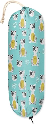 Miniatura 1 de Lindo gato turquesa verde azulado bolsa de plástico titular de bolsas de compras dispensador de bolsas de plástico lindo organizador de