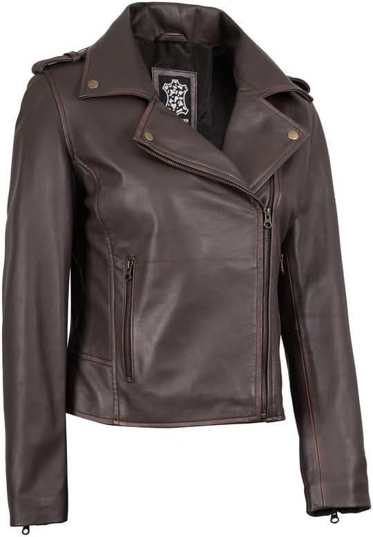 Blingsoul Real Lambskin Leather Jacket Women - Asymmetrical Style Womens Leather Jackets - Image 3