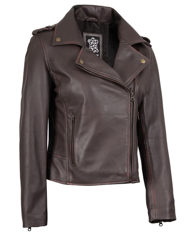 Blingsoul Real Lambskin Leather Jacket Women - Asymmetrical Style Womens Leather Jackets3
