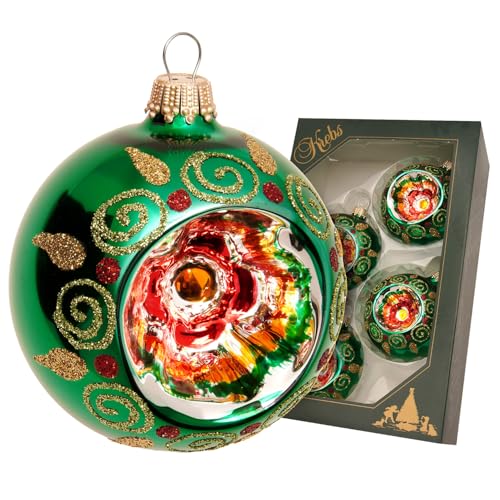 Krebs Glas Lauscha - Weihnachtsdekoration/Christbaumschmuck aus Glas - Dekor. Reflektor - Menge: 4 Stück - Farbe: Grün - Größe: ca. 7 cm