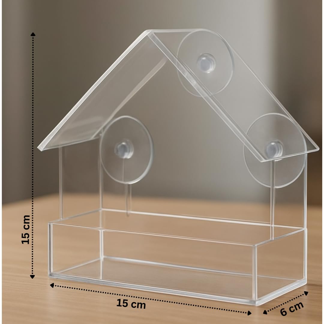 Window Bird Feeder with Strong Suction Cups for Outdoor Use, Clear Acrylic Bird House for Wild Birds, Cardinals, Bluebirds, Finches — view 7