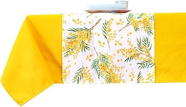 MAGIE DI CASA Spring Summer Tablecloth - Ideal as a Gift and Table Decoration with Mimosa Designs - Made in Italy (MIMOSA, Runner 46 x 140 cm)
