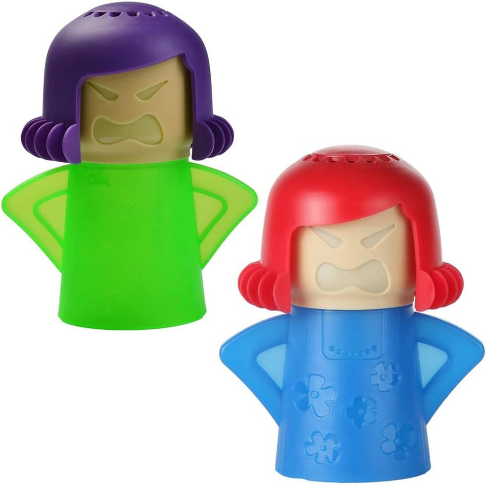SUNSK Angry Mama Microondas Limpiador de Vapor de Acción Rápida de Cocina Frigorífico Desodorante Horno Vapor Olor Absorbente Removedor Herramienta de Limpieza de Cocina 2 Piezas