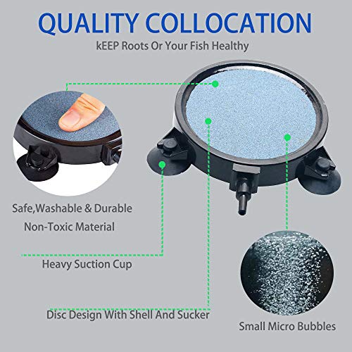 Image of PINVNBY 4.2-Inch Air Stone Disc Bubble Diffuser with Suction Cups for Oxygenation in Fresh /Saltwater Tanks, Ponds, Hydroponic, Aquaponics, and as a Decorative Airstone for Aquariums
