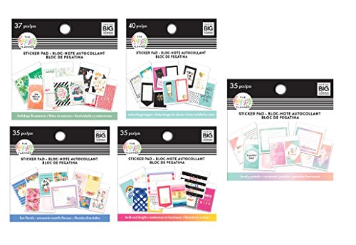 me & my BIG ideas The Happy Planner Tiny Sticker Pad Value Pack: Lovely Pastel, Bold and Bright, Make Things Happen, Fun Florals, Holidays & Seasons (Set of 5)