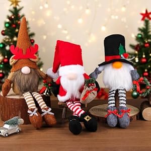 3PCS Christmas Gnomes Plush,Long Leg Faceless Swedish Handmade Santa Plush Doll, Antler Gnome Rudolph Figurine Ornament for Home Holiday Party Gifts,Hotel, mall, Window Decoration,2025