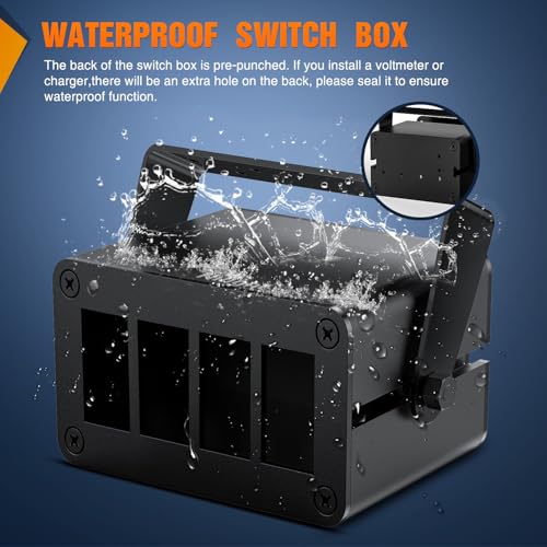 Image of Nilight 4 Gang Rocker Switch Box Detachable Housing 4 Holes Aluminum Panel | Rotatable Mount Bracket DIY Installation Housing with Rocker Switches Voltmeter USB Socket for Boats Cars RVs Trucks 12V 24V