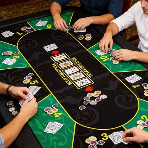 Image of PATPAT Blackjack & Poker Mat for Table Wear Resistant Rubber Mat Anti-Slip Table Mats for Poker Games (120CM*60CM Green)
