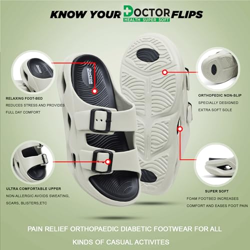 Image of DOCTOR HEALTH SUPER SOFT Men EVA Double Strap Sandals | Adjustable Buckle Comfort Slides | Lightweight Anti-Slip Casual Sandals for Indoor Outdoor Everyday Wear
