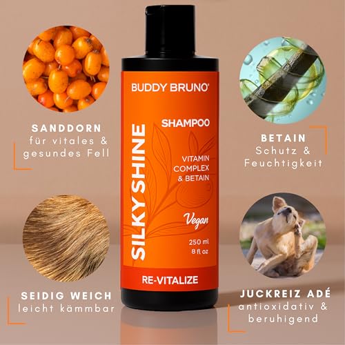 Testnote: Sehr gut - Hundeshampoo sensitiv mit Sanddorn - Fellpflege gegen Juckreiz & Geruch - 100% vegan & natürlich - für glänzendes Fell & Vitale Haut - 250ml