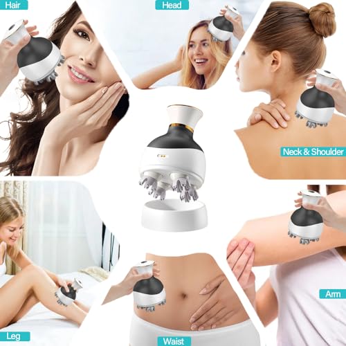 Electric Scalp Massager Hair Growth - Portable Head Massager Scalp Stress Relax with 3 Speed Modes & 8 Massage Claws - Waterproof Handheld Cat Massager Head Scratcher - Birthday Gifts for Women Men - Thumbnail 3