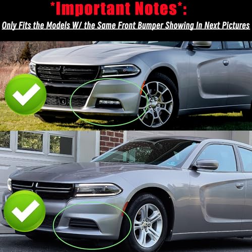 Image of Front Lip Splitter Spoiler for Dodge Charger 2015-2023 Accessories | (for SXT, SE, GT, R /T, Base Models Only), Nice Clean Look Mods, 4PC Bumper Wing Kit, Sport Bumper Upgrade, Gloss Black Finish