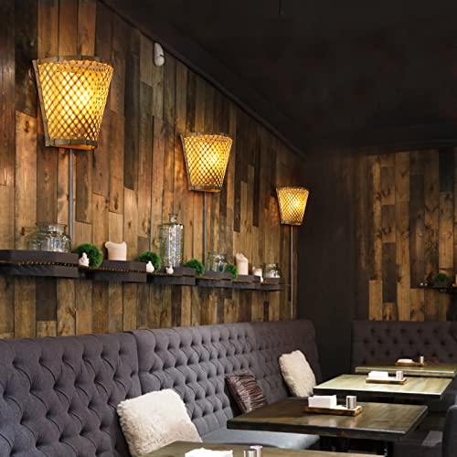 Cosylux Farmhouse Basket Bamboo Plug In Wall Sconces For Bedroom And Living Room, Japanese Indoor Wall Light Fixture For Balcony, Hallway, Stairway, Café, Bar, Retro Rattan Wall Lamp For Home Décor #TOP1