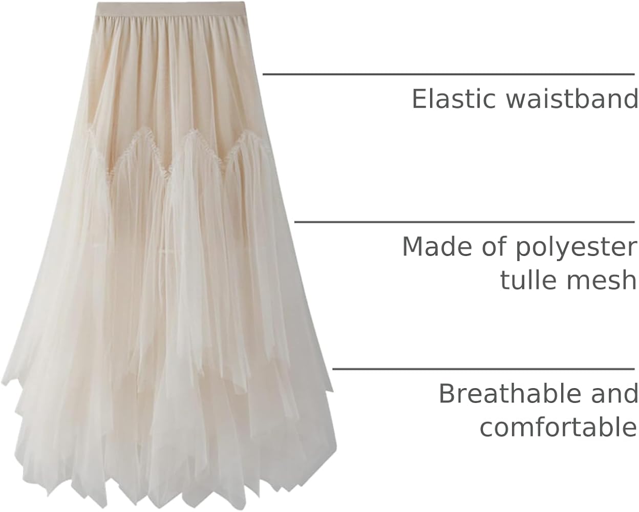 Women's Tulle Skirt Formal High Low Asymmetrical A-Line