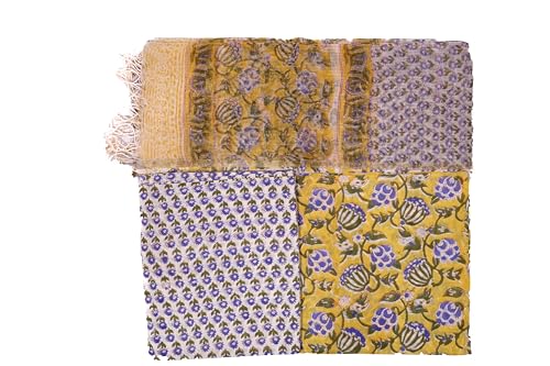 KAHVA Pure Cotton Unstitched Jaipuri Print Suit Set for Women with...