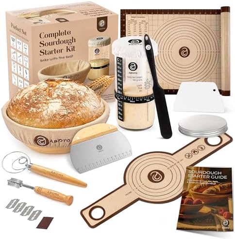 Sourdough Starter Kit with 9" Round Banneton Proofing Basket and ...