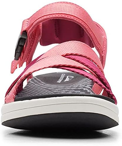 Clarks Mira Tide Flat Sandal, Bright Coral Textile, 12 Medium | Image 2