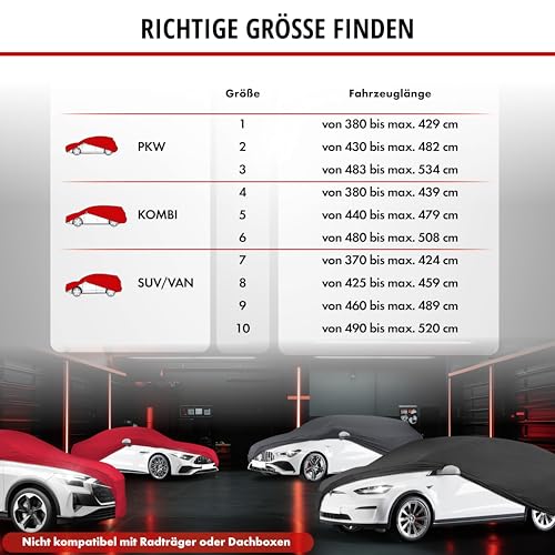 WALSER Abdeckung Auto Indoor Stretch, Autoabdeckung Winter, staubdichte Autogarage, Autoplane, Autogarage für Innen, Abdeckplane Größe 2 schwarz