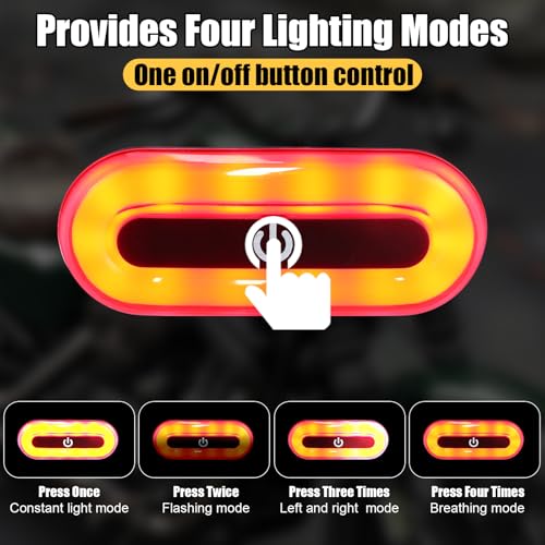 Image of Tujoe 2 Set Motorcycle Bike LED Red Rear Helmet Light Rechargeable Bicycle Safety Warning Helmet Tail Lights with USB Chargeable Cable, Safety Warning Night Lamp for Night Riding