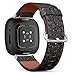 CJBROES Replacement Leather Watch Band, Compatible with Fitbit Versa 3 and Fitbit Sense of Wristband Bracelet Accessory - Blackboard Doodle