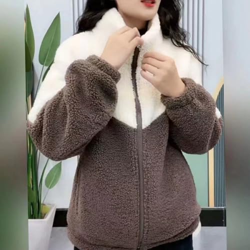 Fashion Sherpa Jackets for Women Warm Winter Coats Casual Zip Up Stand Collar Fleece Cashmere Jacket3