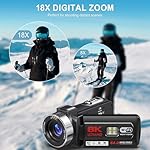 8K 64MP Camcorder Video Camera 18X Digital Zoom YouTube Vlogging Camera Webcam IR Night Vision WiFi 3.0”Touch Screen Camcorders with Microphone, 32G SD Card, Remote Control and 2 Batteries - Image 3